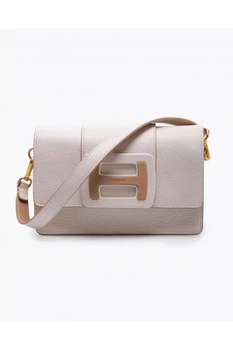 Grained leather bag with flap