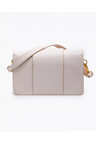 Grained leather bag with flap