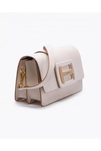 Grained leather bag with flap