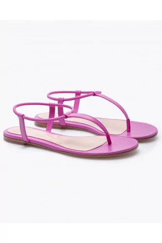 Achat Flat nappa leather toe thong sandals with elastic ankle bracelet - Jacques-loup
