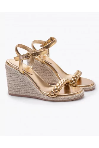 Achat Leather platform heeled sandals with braid of leather 85 - Jacques-loup