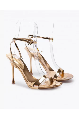 Mirror leather sandals with removable ankle strap 95