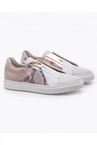 Nappa leather sneakers with yokes