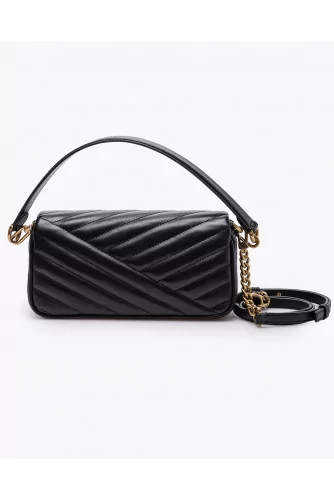 Sac Tory Burch "Baguette" noir pompon sur le côté