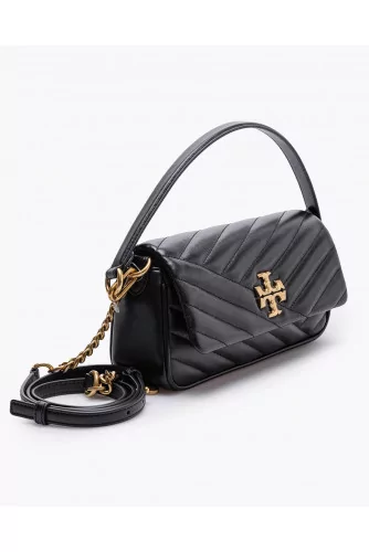 Sac Tory Burch "Baguette" noir pompon sur le côté