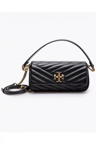 Sac Tory Burch "Baguette" noir pompon sur le côté