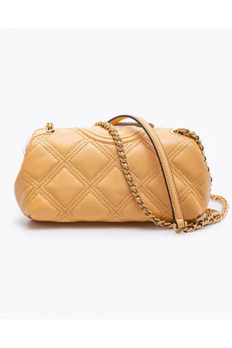 Fleming Soft Glazed Mini - Leather quilted bag with chain