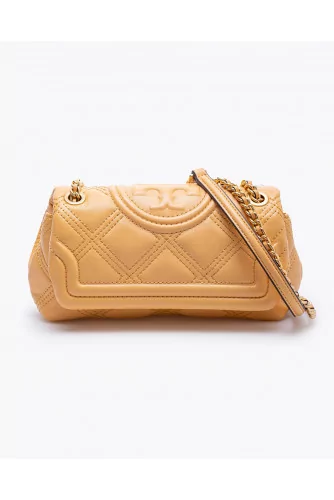 Fleming Soft Mini of Tory Burch - Quilted leather bag orange colored with  adjustable strap for women