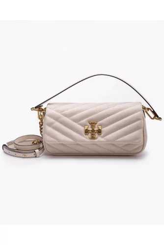 Sac Tory Burch "Baguette" ivoire pompon sur le côté