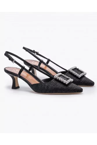 Achat Nappa leather and raffia slingback shoes with rhinestone buckles 55 - Jacques-loup