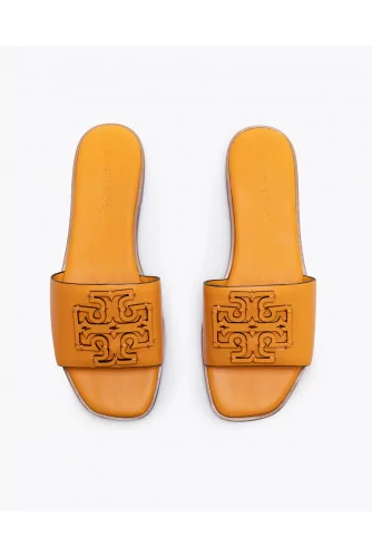 Mules en cuir de veau avec logo