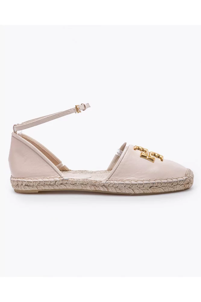 Tory Burch - Ivory nappa leather espadrilles with gold logo for women