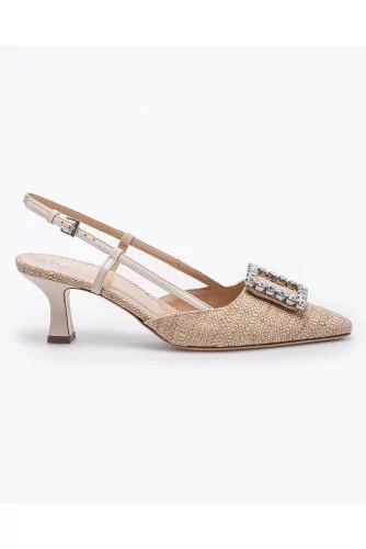 Achat Nappa leather and raffia cut shoes with rhinestone buckle 55 - Jacques-loup