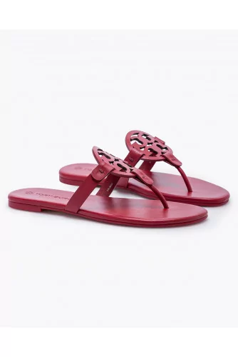 Miller - Leather flip-flops with logo in the center