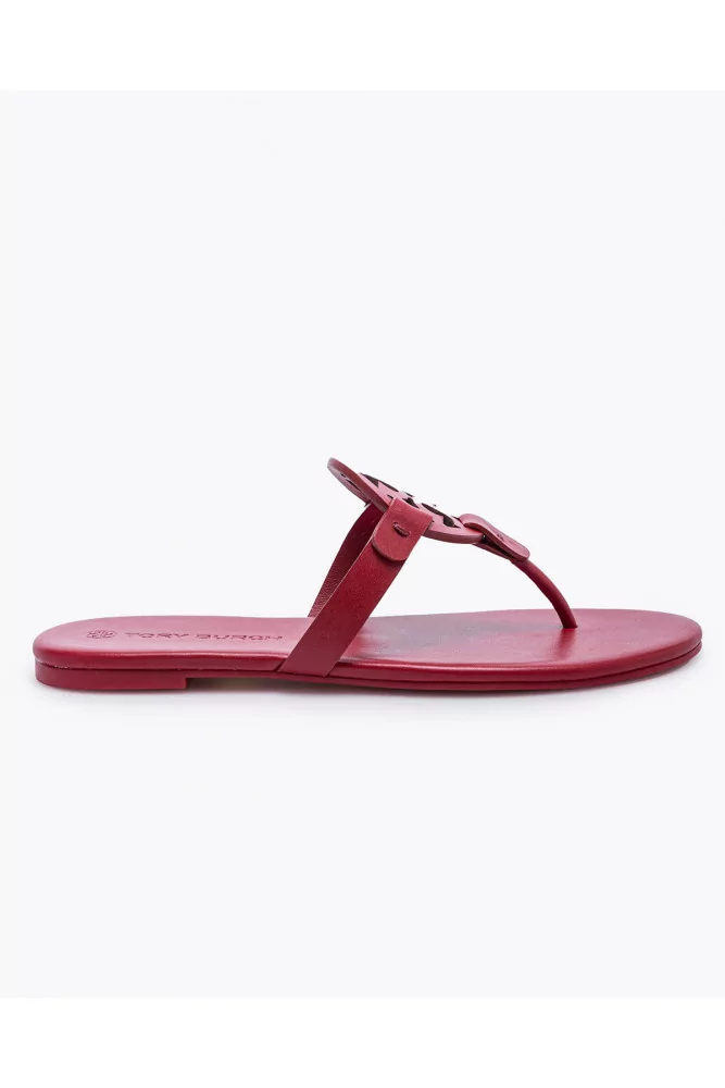 Miller - Leather flip-flops with logo in the center
