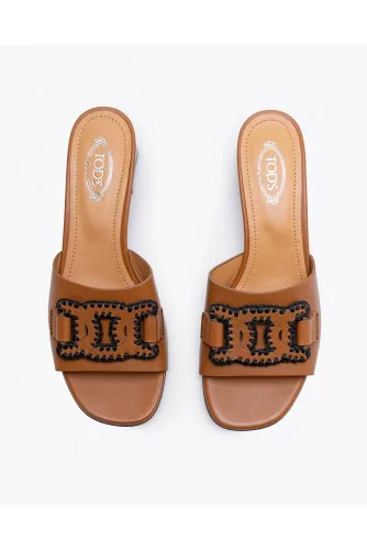 Leather mules with decorative straps