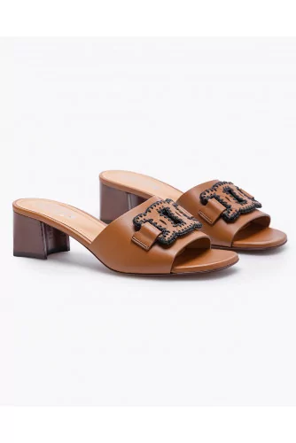 Leather mules with decorative straps