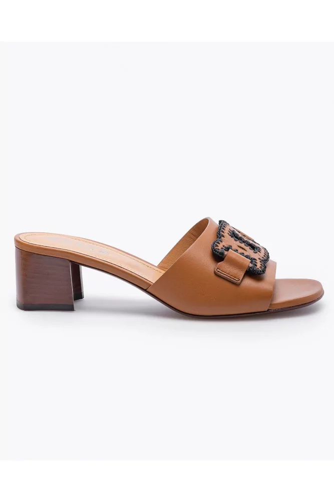 Leather mules with decorative straps