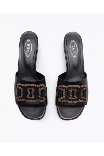 Leather mules with decorative straps 45