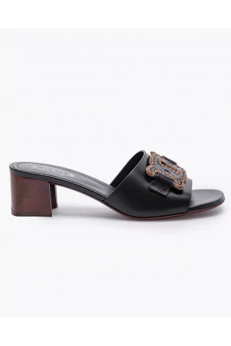 Leather mules with decorative straps 45