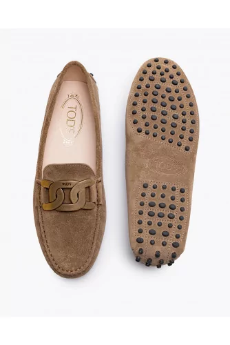 Gommino - Split leather moccasins with metal chain