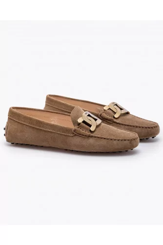 Gommino - Split leather moccasins with metal chain