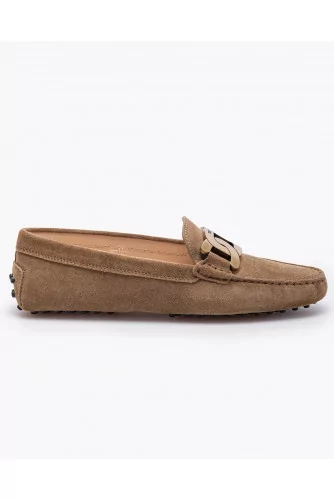 Gommino - Split leather moccasins with metal chain