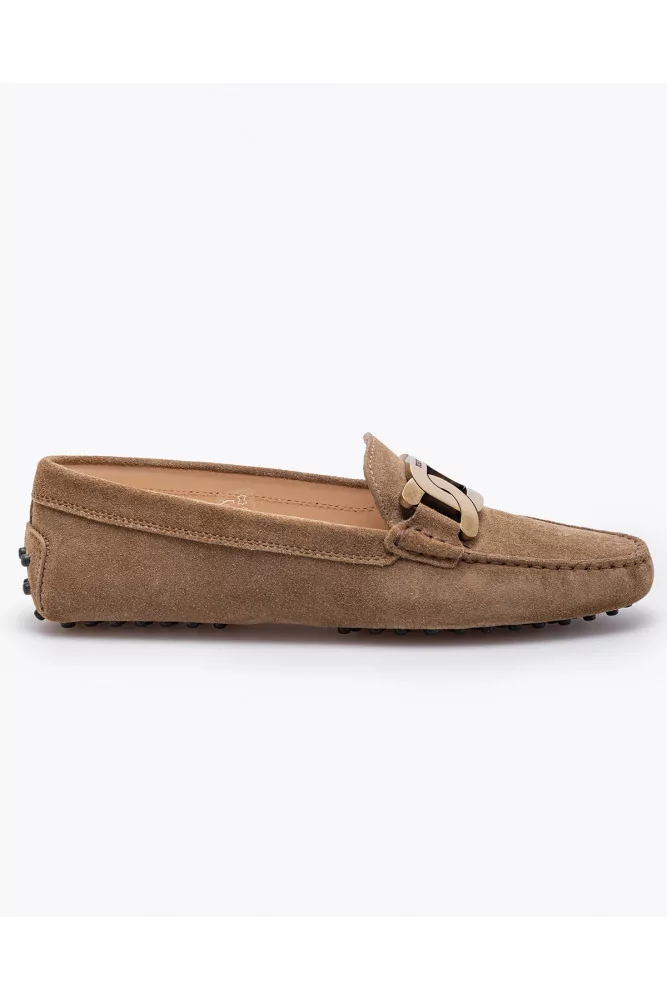 Gommino - Split leather moccasins with metal chain
