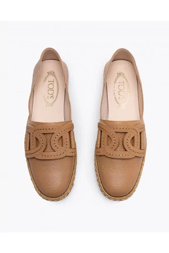 Ribbed leather espadrilles shoes with link design