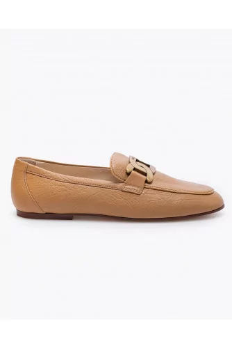 Nappa leather moccasins with metal chain