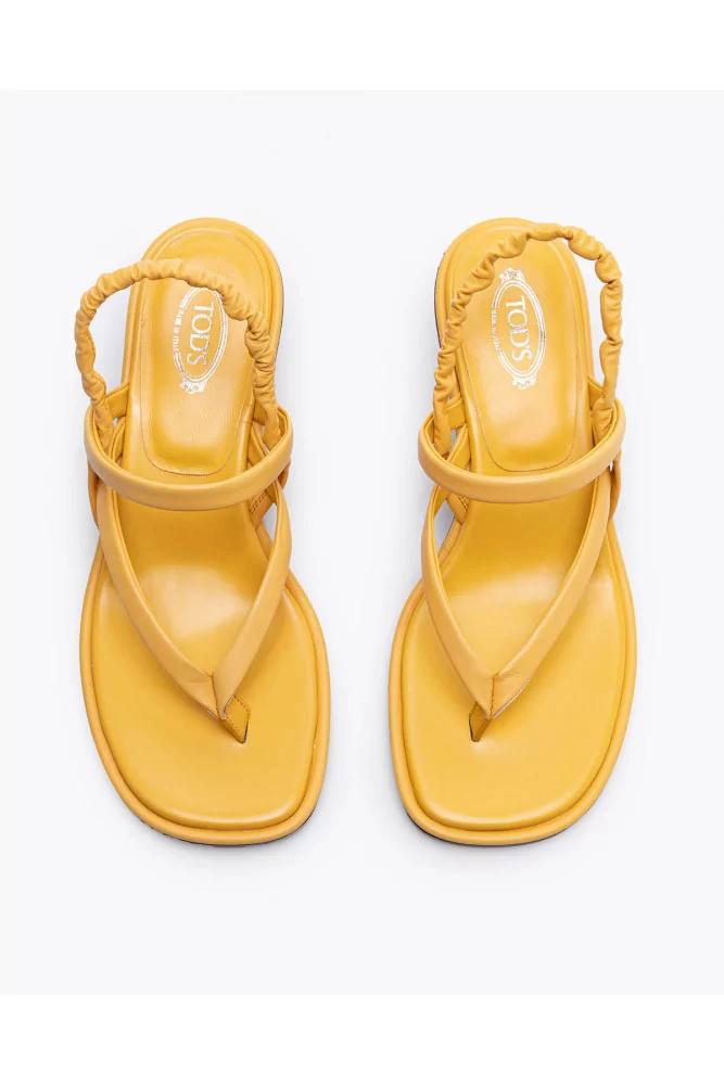 Tod s Yellow nappa leather sandals with heels and slingback for women