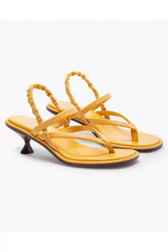 Nappa leather toe thong sandals with heels and slingback 50