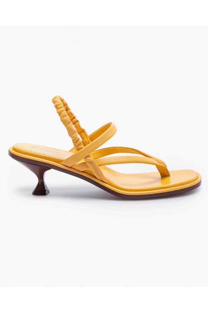 Nappa leather toe thong sandals with heels and slingback 50