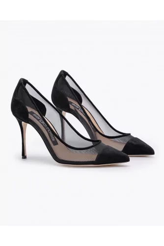 Suede and tulle high heels 85
