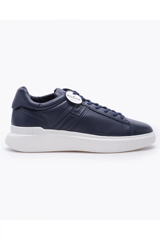 Hogan - H580 - Navy blue sneakers in nappa leather with logo and ...