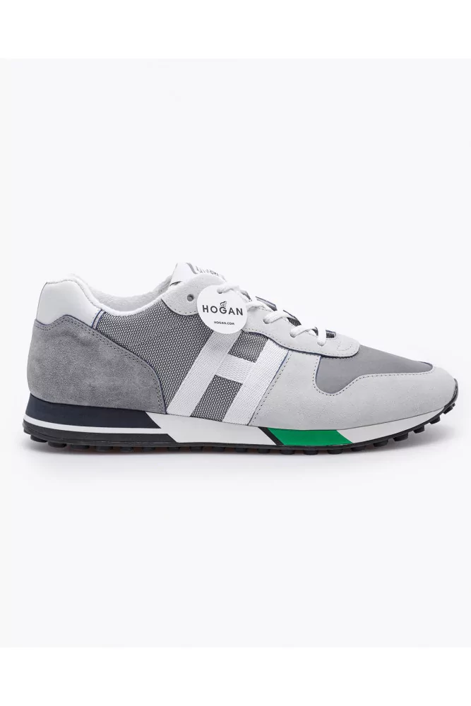 Hogan - H383 - Baskets en cuir et croûte de cuir avec H surligné 9 1/2 multicolor