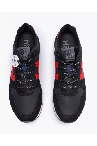 H383 - Leather and split leather sneakers with emphasized H