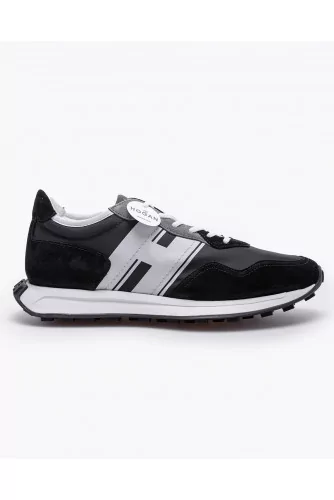 H601 - Split leather and tissu sneakers with emphasized H