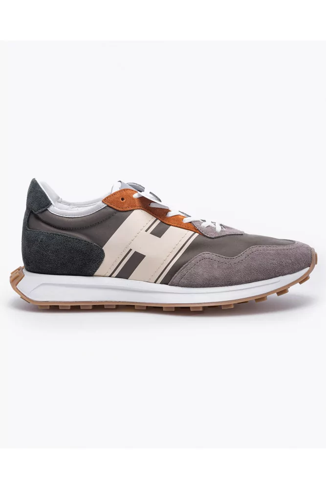 Hogan - H601 - Baskets en croûte de cuir et tissu avec H en contraste 8 1/2 multicolor
