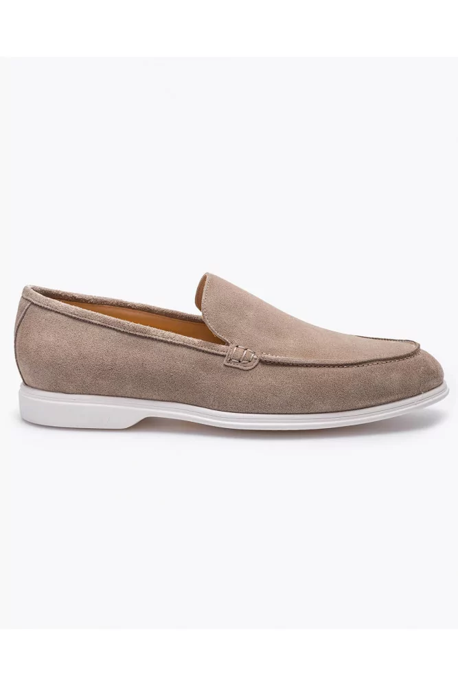 Jacques Loup - Mocassins en croûte de cuir avec plateau surpiqûre 40 taupe
