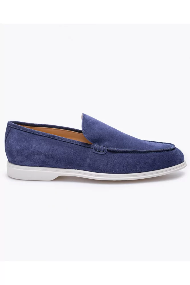 Jacques Loup - Mocassins en croûte de cuir avec plateau surpiqûre 40 1/2 bleu