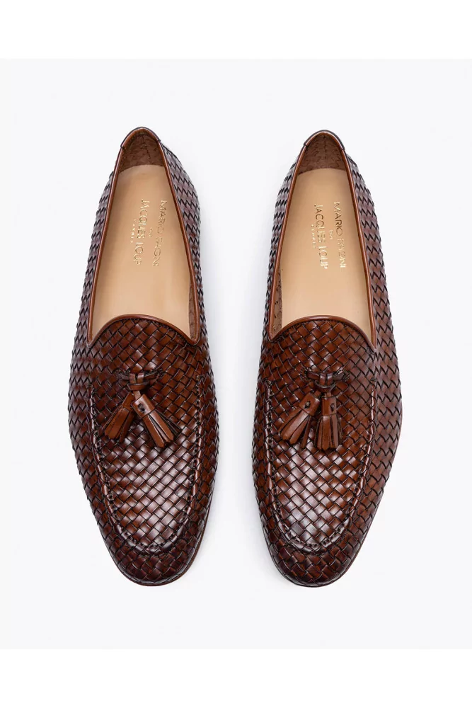 Woven leather moccasins hotsell