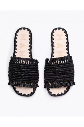 Achat Flat braided raphia mules with open toe - Jacques-loup
