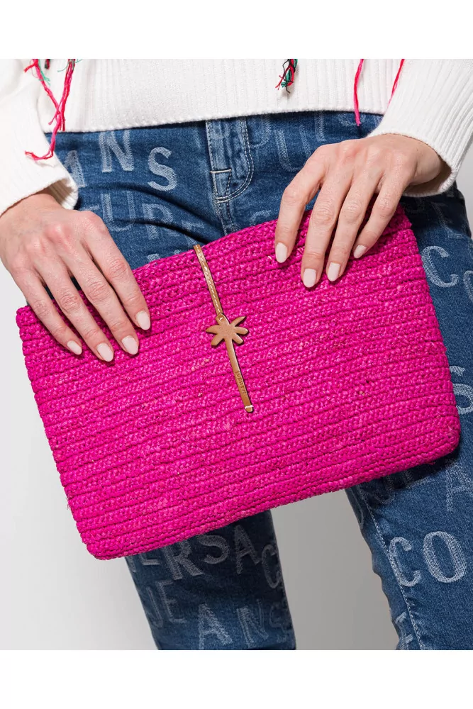 Braided raphia clutch bag