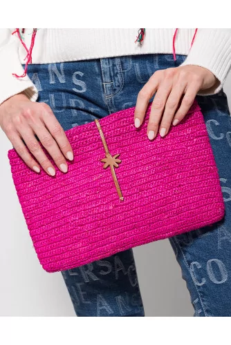 Braided raphia clutch bag