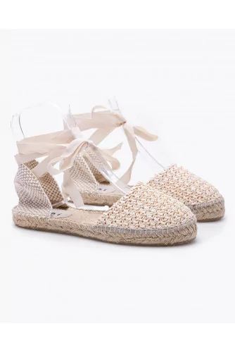 Achat Raphia and toile cut shoes with ribbon - Jacques-loup