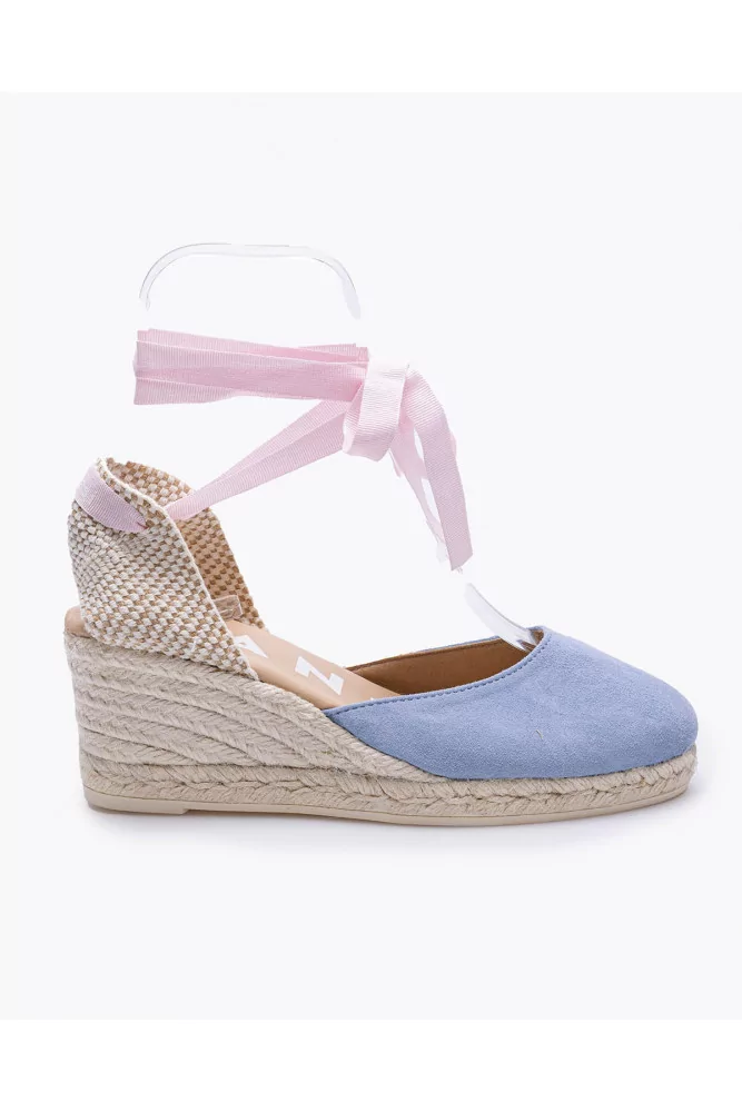 Manebi pour Jacques Loup - Découpés espadrilles en toile et suede avec ruban 60 36 bleu