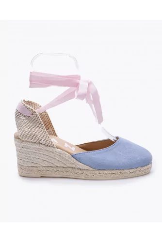 Découpés espadrilles en toile et suede avec ruban 60