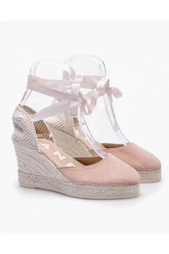 Suede and toile espadrilles shoes with ribbon 80