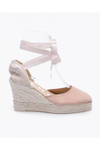 Suede and toile espadrilles shoes with ribbon 80